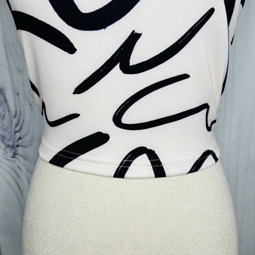 SHEIN Women's Black Ivory Satin Tie-Neck Halter Crop Top Smocked Back Sz S - Picture 4 of 8